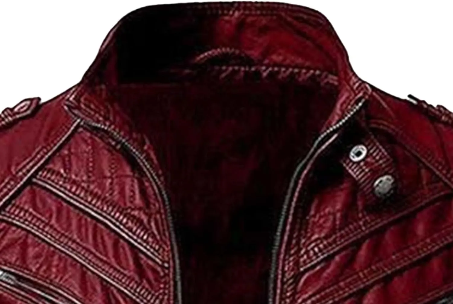 Maiyifu-GJ Men's Vintage Faux Leather Jacket Casual Stand Collar Leather Jacket Lightweight Slim Fit Motorcycle Biker Coat