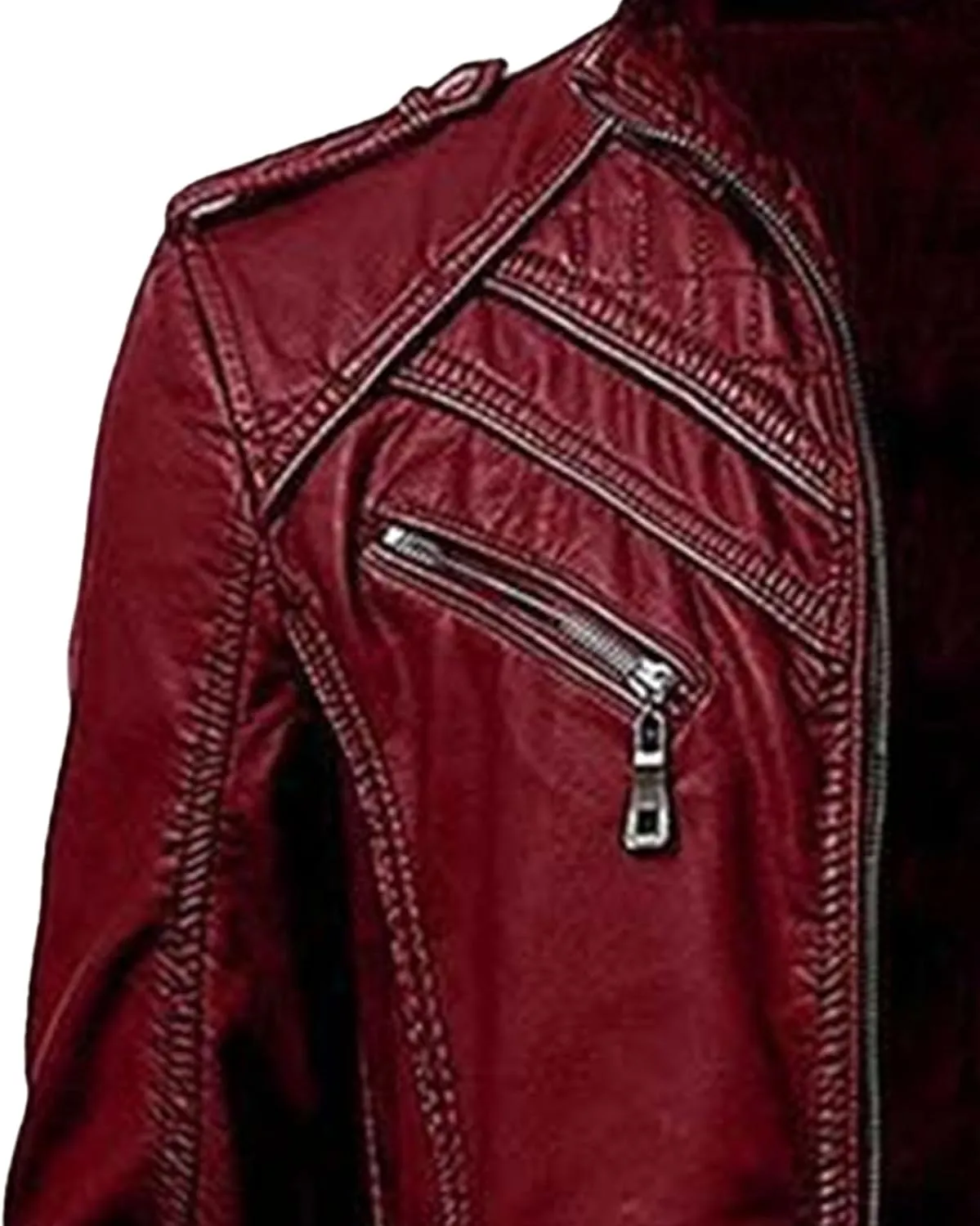 Maiyifu-GJ Men's Vintage Faux Leather Jacket Casual Stand Collar Leather Jacket Lightweight Slim Fit Motorcycle Biker Coat