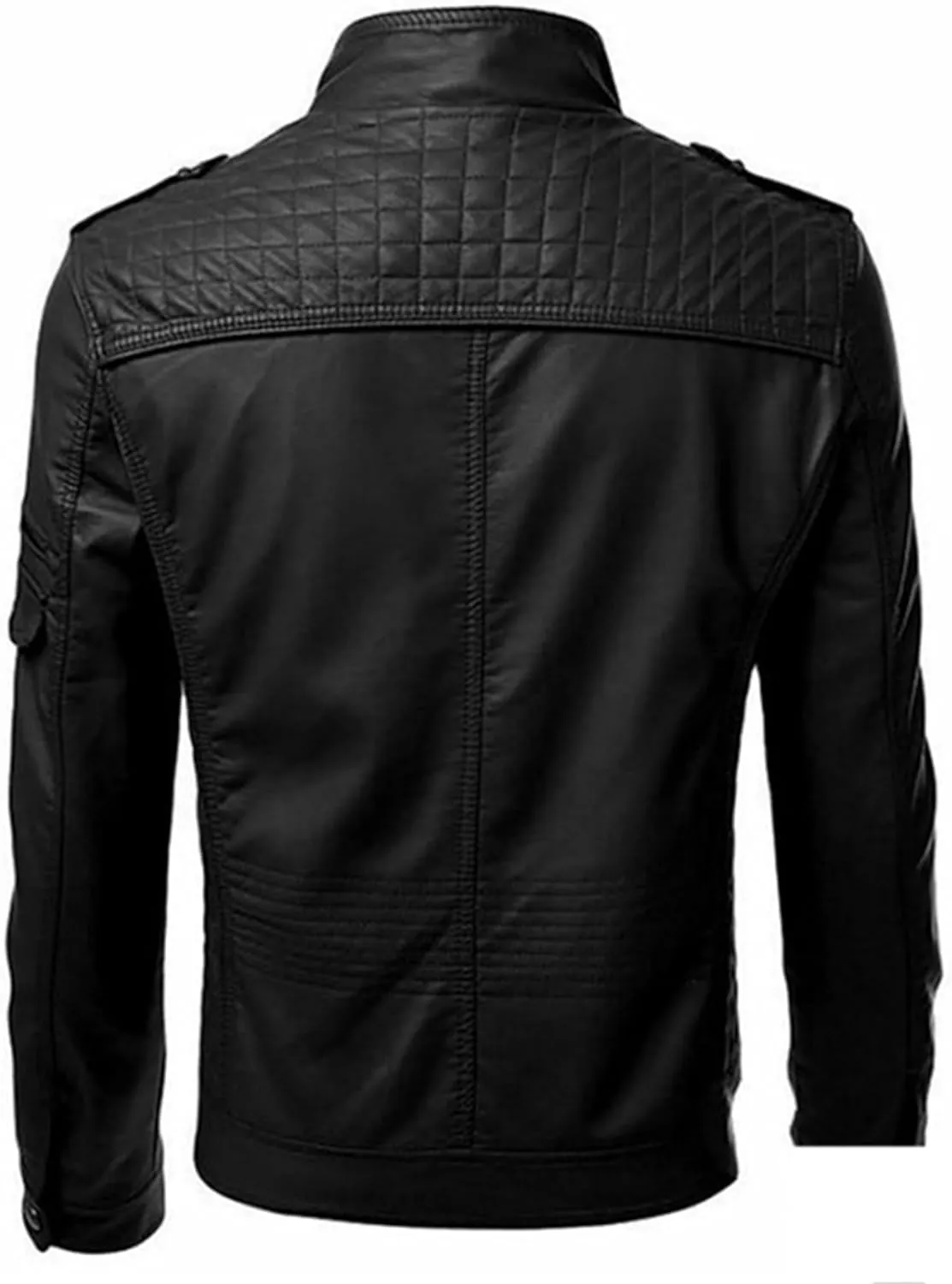 Maiyifu-GJ Men's Vintage Faux Leather Jacket Casual Stand Collar Leather Jacket Lightweight Slim Fit Motorcycle Biker Coat