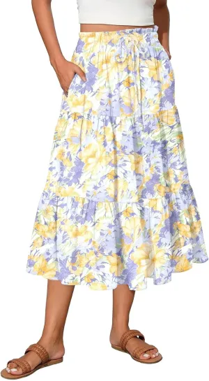 Maxi Skirt Plus Size for Women High Waist Flowy A-Line Long Skirt Summer Trend