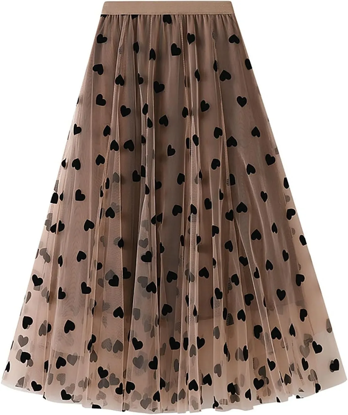 Maxi Skirts for Women Summer Lightweight Love Graphic Print Mesh Sheer A-Line Loose Long Skirt Ladies Trendy Clothes