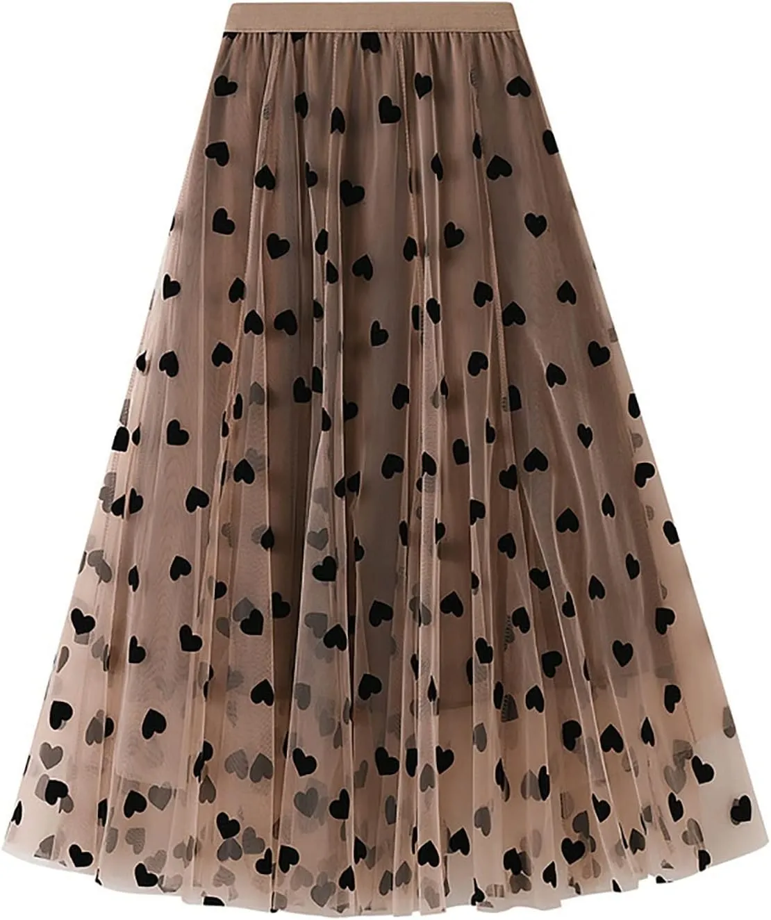 Maxi Skirts for Women Summer Lightweight Love Graphic Print Mesh Sheer A-Line Loose Long Skirt Ladies Trendy Clothes