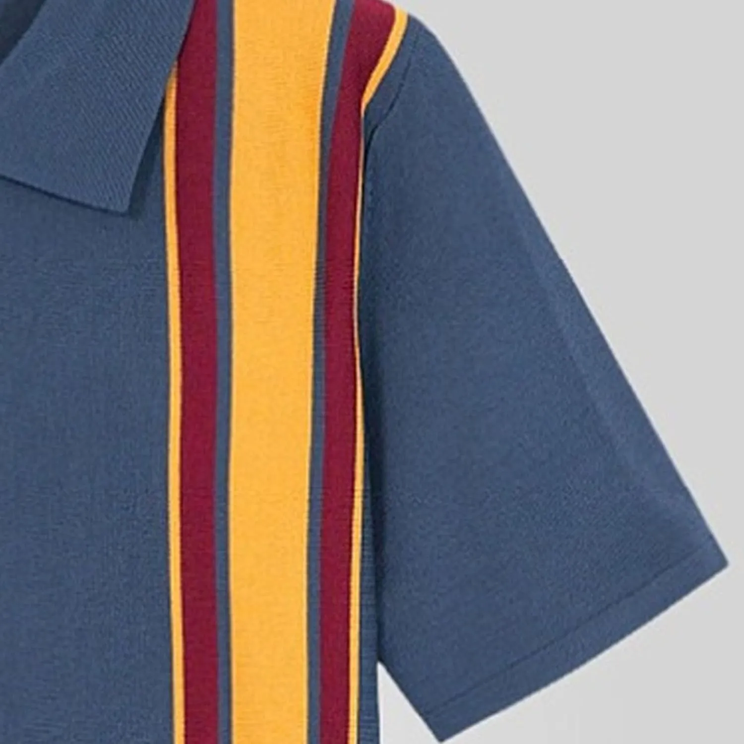 Men Classic Single Breasted Trendy Polo Shirts Striped Color Block Cardigan Tops Summer Loose Lapel Business Shirt