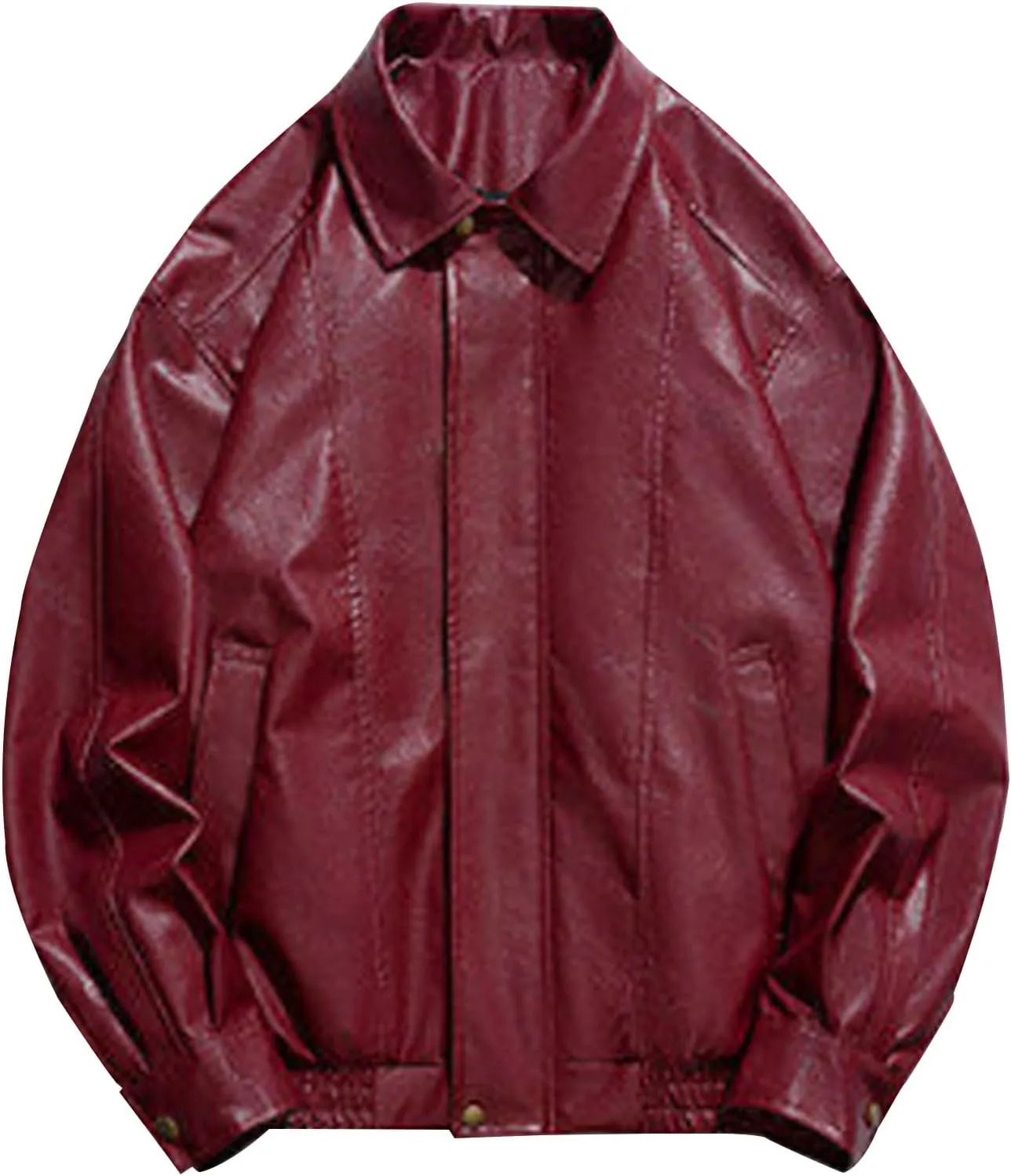 Men Faux Leather Biker Jacket Plus Size Loose Ziper Waterproof Windproof Motorcycle Jacket Lightweight Punk Slim Coat