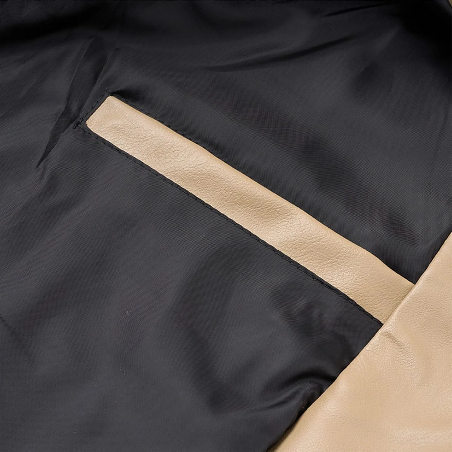 Men Faux Leather Jacket Lapel Collar Motorcycle Irregular Zip Long Sleeve Motor Biker Short Coat Jackets with Pocket