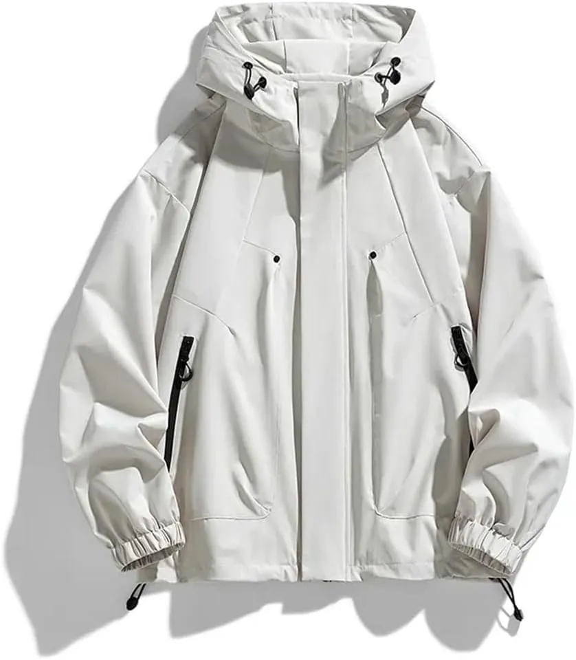 Men Jacket Hooded Trench Coats Long Sleeves For Warm Outerwear Zipper Lightweight Tops