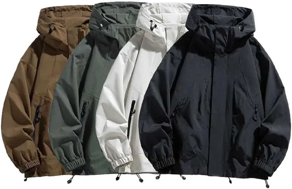 Men Jacket Hooded Trench Coats Long Sleeves For Warm Outerwear Zipper Lightweight Tops