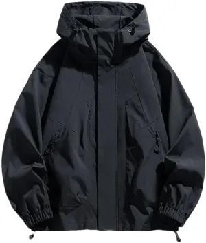 Men Jacket Hooded Trench Coats Long Sleeves For Warm Outerwear Zipper Lightweight Tops