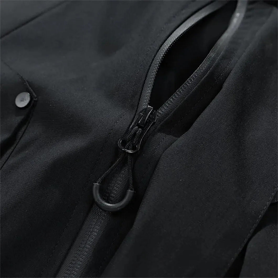 Men Jacket Hooded Trench Coats Long Sleeves For Warm Outerwear Zipper Lightweight Tops