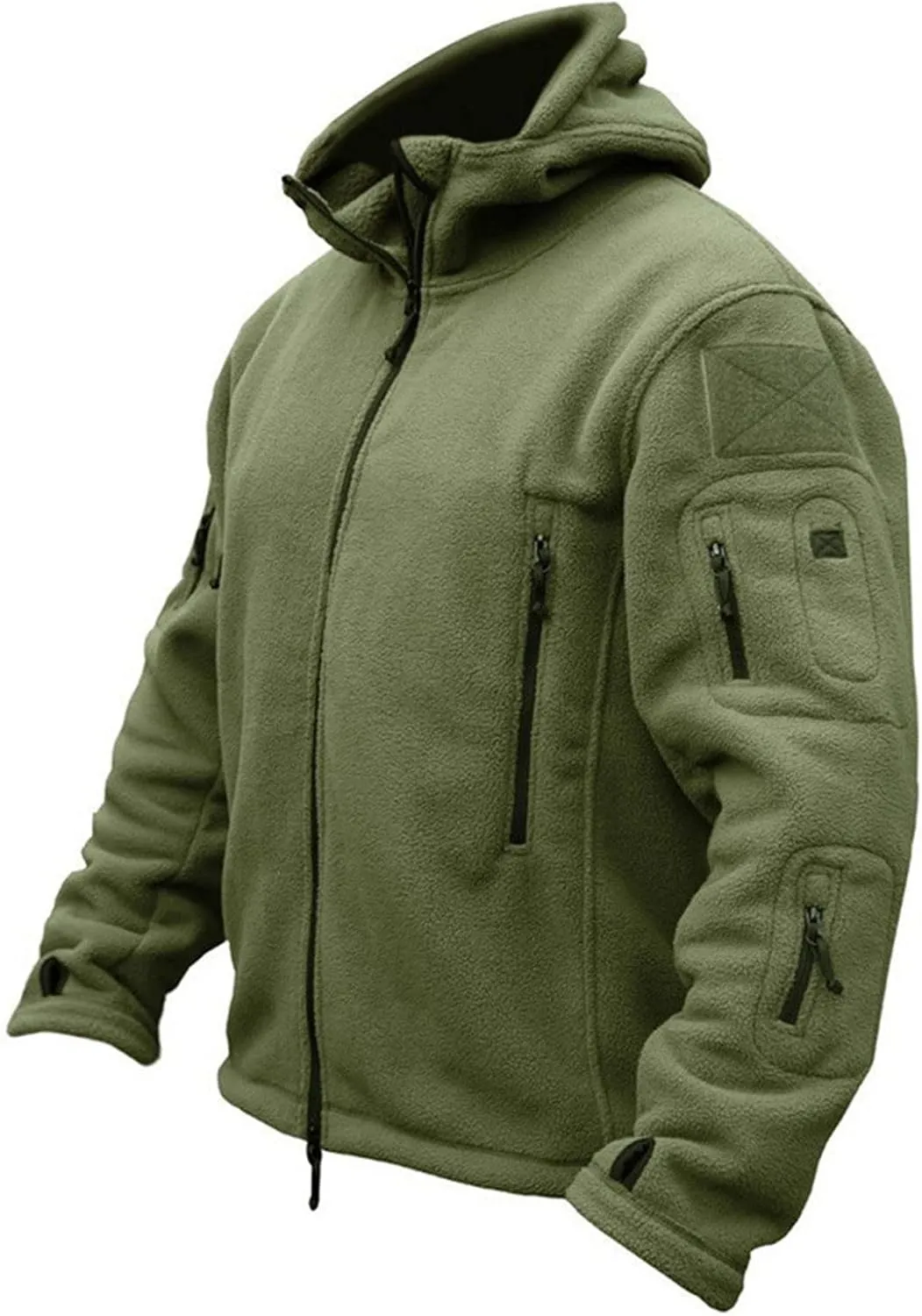 Men Polar Fleece Jacket Oversize Winter Warm Military Tactical Sport Coat Multiple Pockets Full Zip Thicken Hoodies