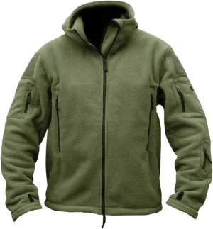 Men Polar Fleece Jacket Oversize Winter Warm Military Tactical Sport Coat Multiple Pockets Full Zip Thicken Hoodies
