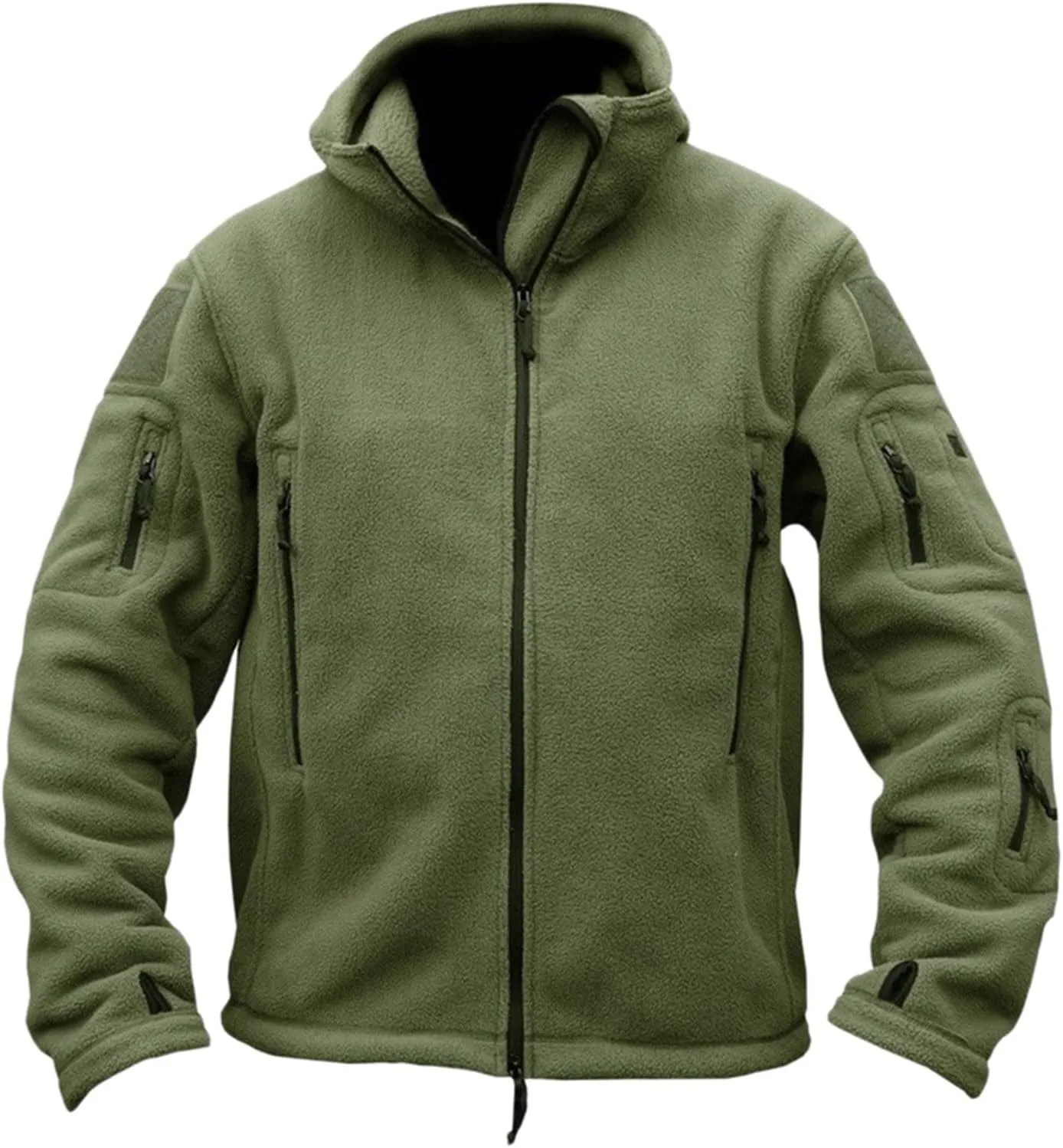 Men Polar Fleece Jacket Oversize Winter Warm Military Tactical Sport Coat Multiple Pockets Full Zip Thicken Hoodies