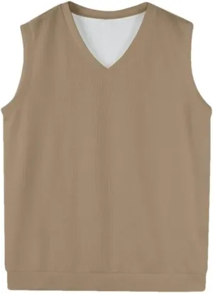 Men Sleeveless Vest Spring Autumn Solid Color Knitted Vest Business Work Sweater Tank