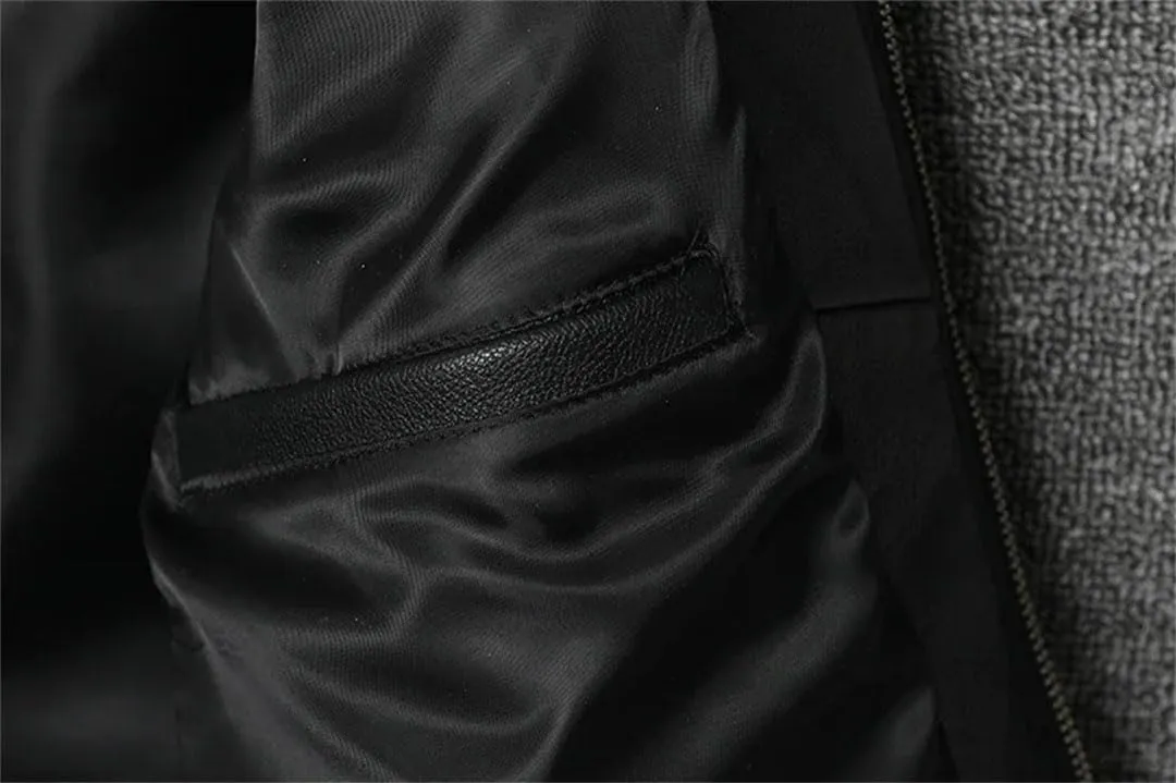 Men Slim Short Stand Collar Leather Jacket Motorcycle Lightweight Leather Jacket