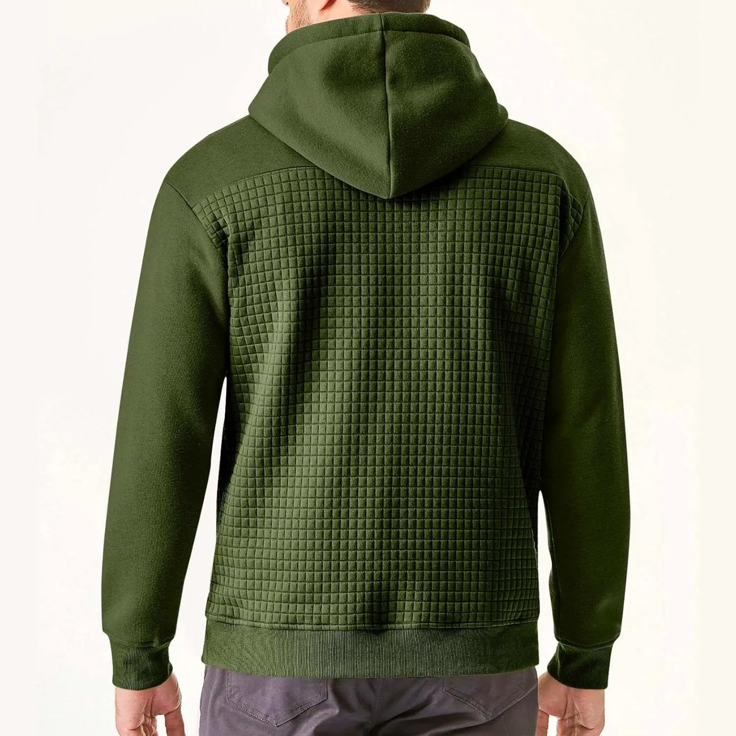 Men's Autumn and Winter Warm Pullover Splicing Zipper Jacket Zip Up Hoodie Heavyweight Hoode Sweatershirt Coats