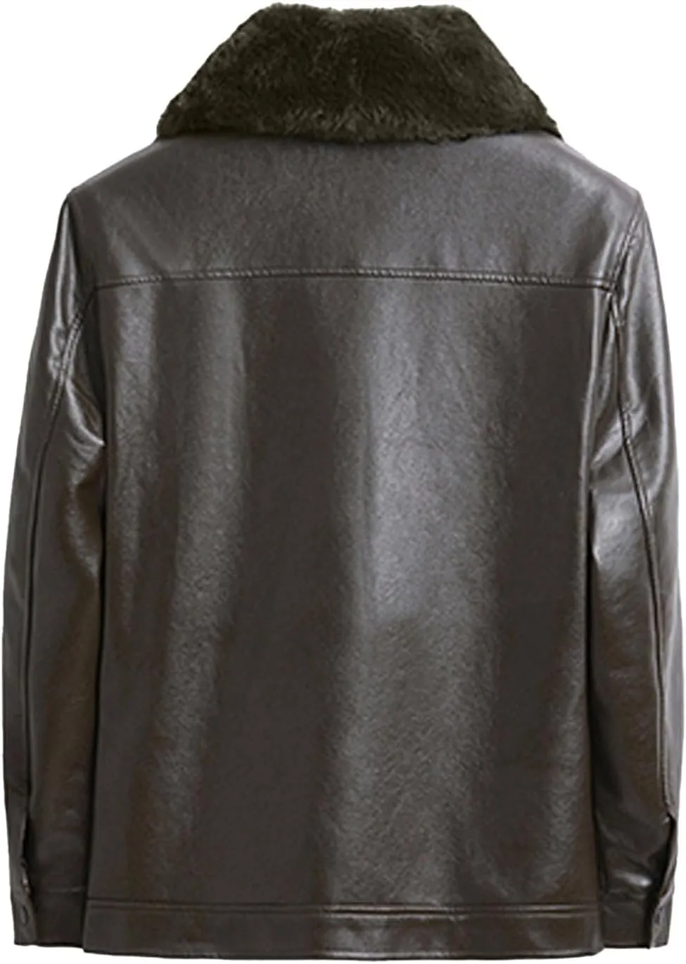 Mens Black Leather Jacket with Detachable Fur Collar Zip PU Leather Jacket Motorcycle Faux Leather Biker Jacket