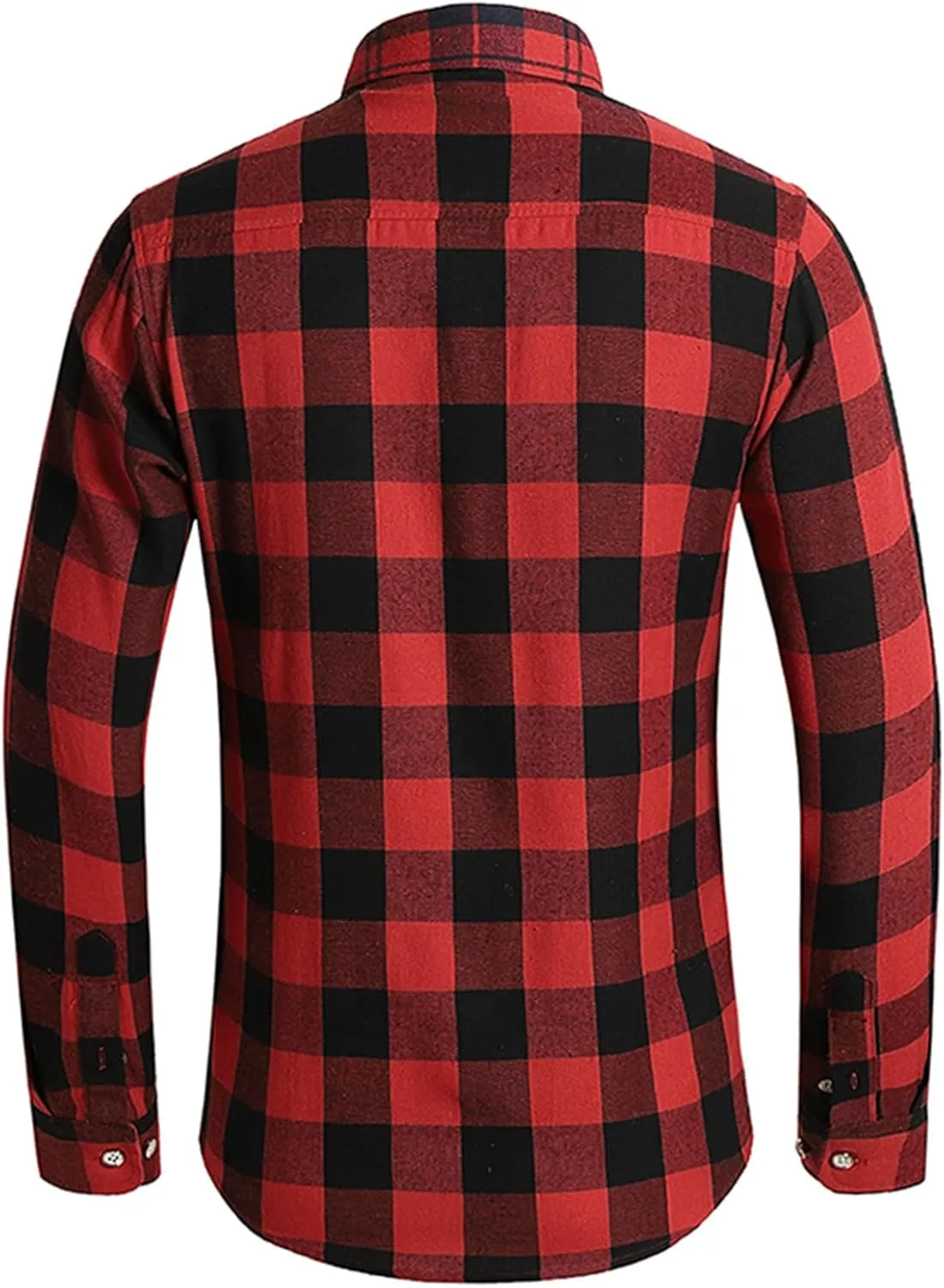 Mens Casual Cotton Plaid Shirts Slim Fit Button Down Long Sleeve Cotton Shirt Outdoor Fishing Hiking Travel Tee Top