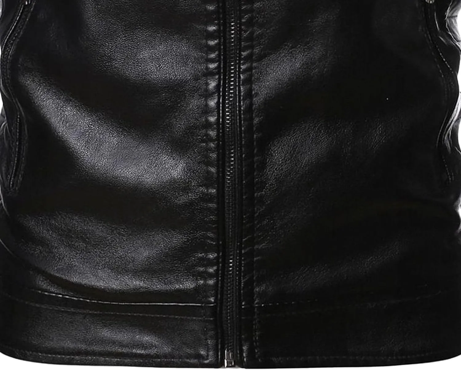Mens Casual Slim Leather Jacket Vintage Stand Collar Faux Leather Jacket Fashion Lightweight Motorcycle Biker Coat