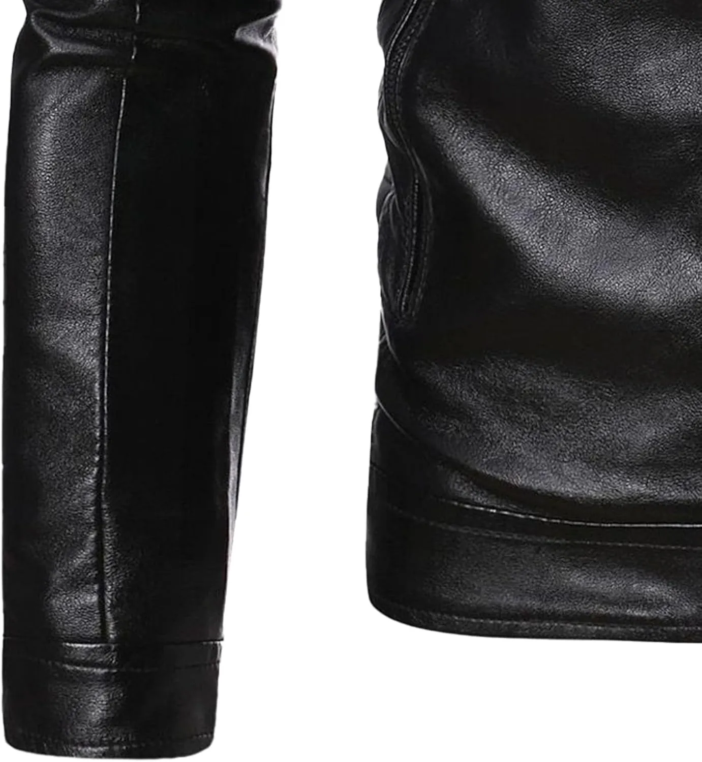 Mens Casual Slim Leather Jacket Vintage Stand Collar Faux Leather Jacket Fashion Lightweight Motorcycle Biker Coat