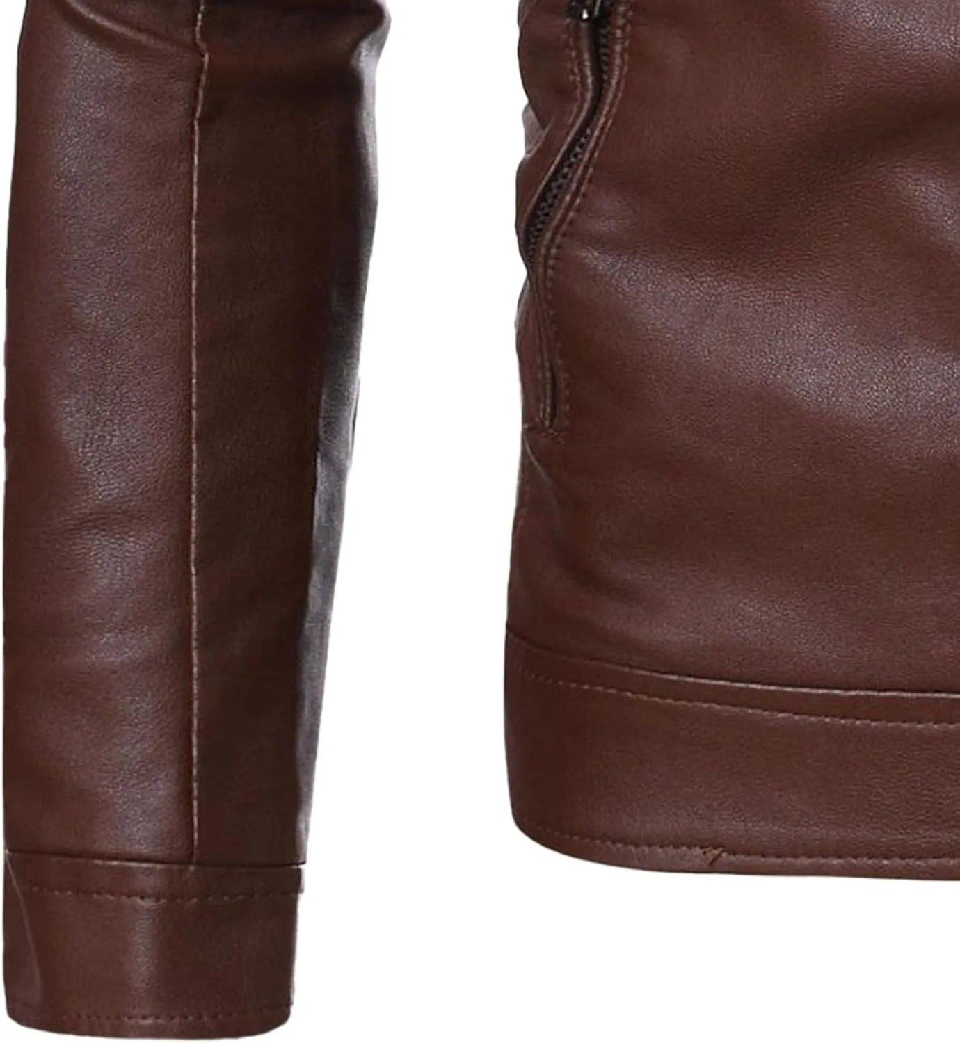 Mens Casual Slim Leather Jacket Vintage Stand Collar Faux Leather Jacket Fashion Lightweight Motorcycle Biker Coat