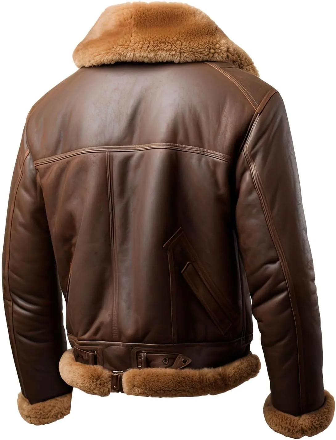 Men’s Dark Brown B3 WW2 Aviator Bomber Jacket – Genuine Sheepskin Leather, Fleece-Lined with Sherpa Shearling Faux Fur Collar
