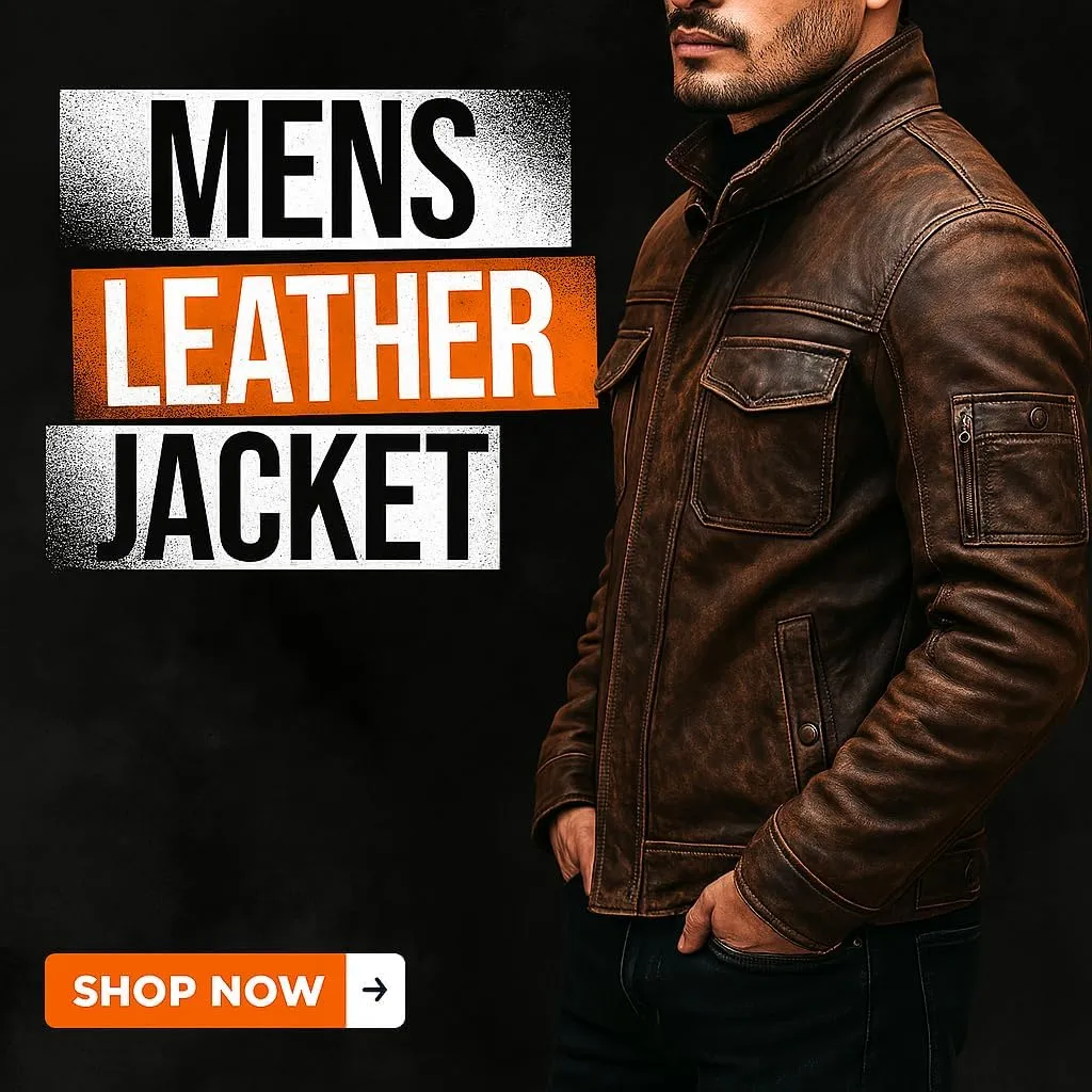 Men’s Distressed Brown Leather Jacket Vintage Biker Style, Slim Fit, Genuine Leather jacket for Casual & Motorcycle Wear