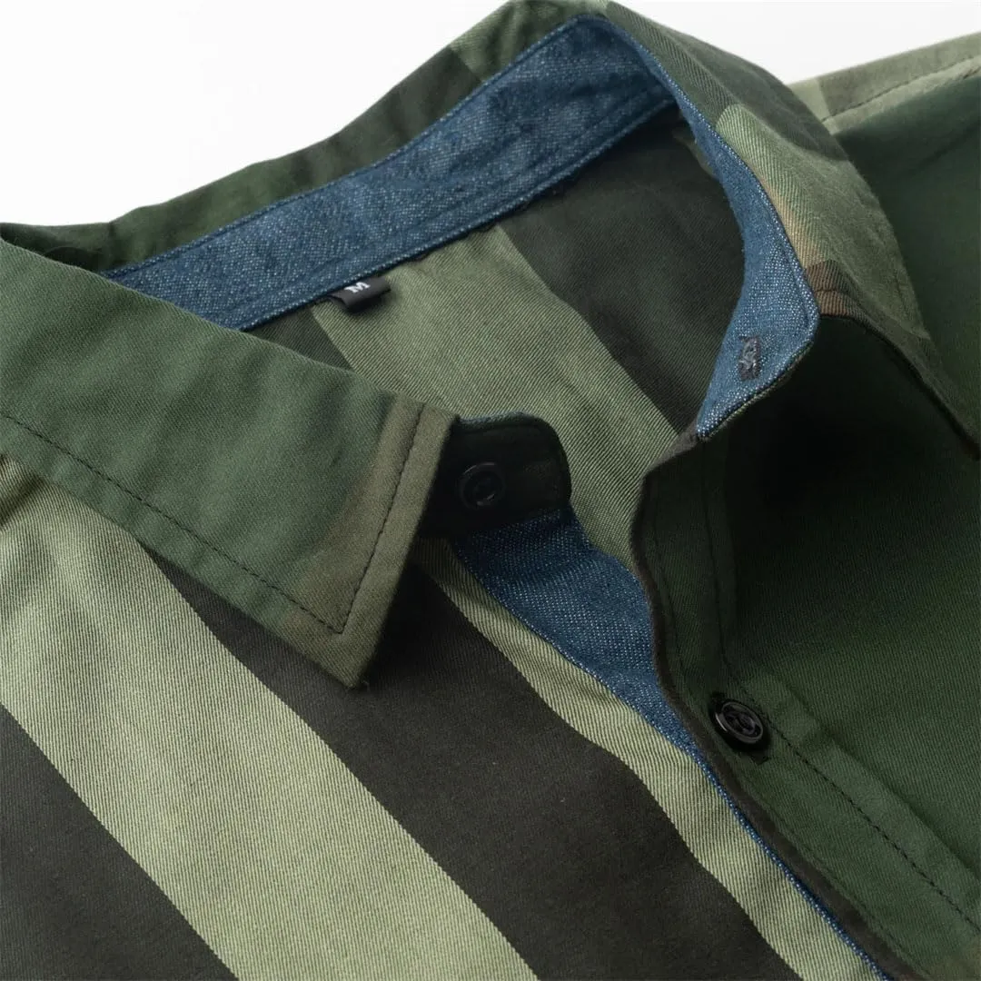 Men's Fashion Contrast Plaid Shirt Long Sleeve Casual Business Cotton Buttons Up Dress Shirts