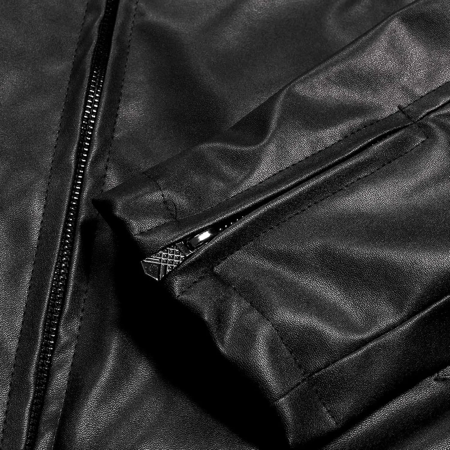 Mens Faux Leather Jacket, Faux Bomber Jacket Men Motorcycle Lapel Asymmetric Zip-Up Blet Slim Fit Biker Jacket Coat