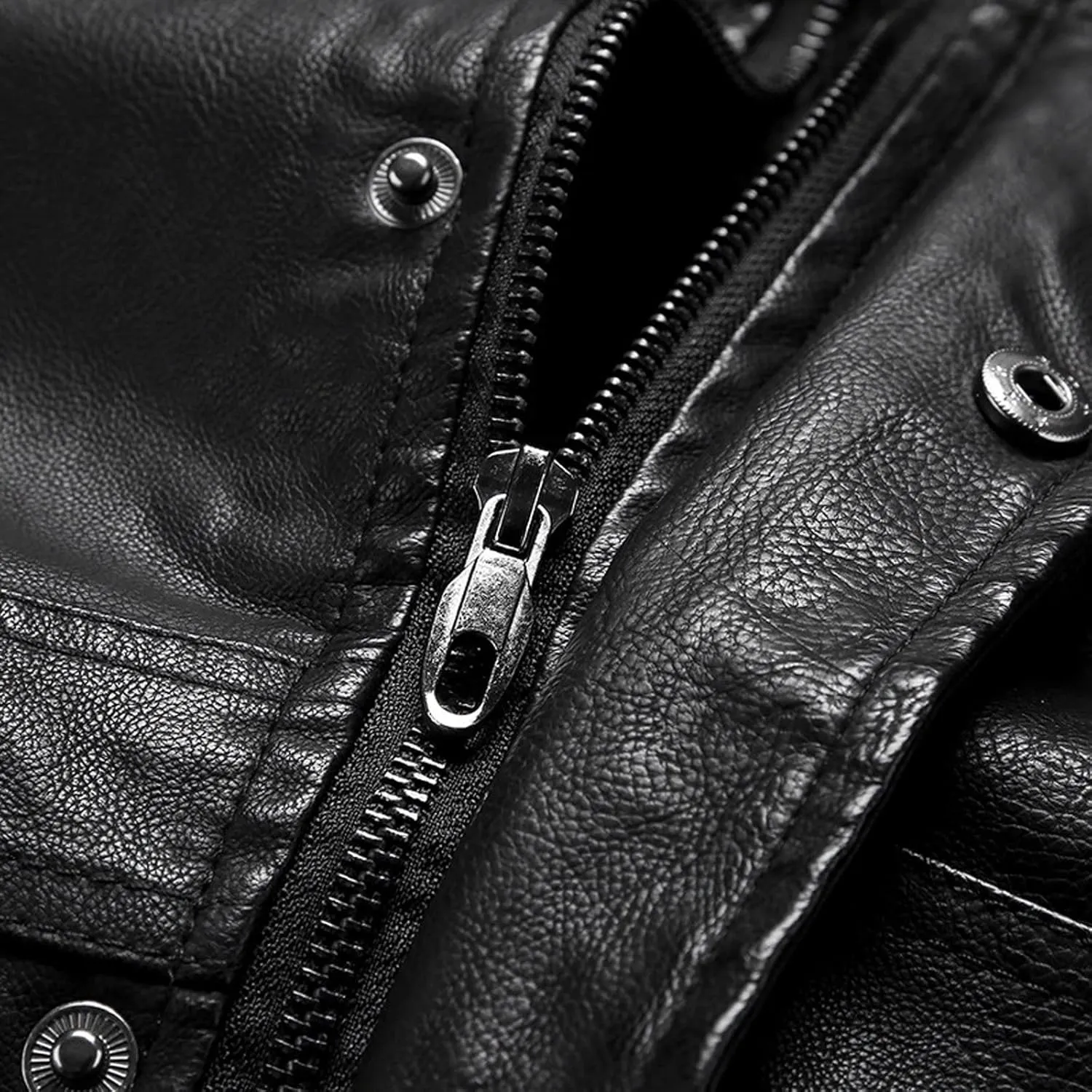 Men's Faux Pu Leather Jacket Fleece Sherpa Lined Trench Coats Heavyweight Zipper Fur Collar Retro Motorcycle Jacket