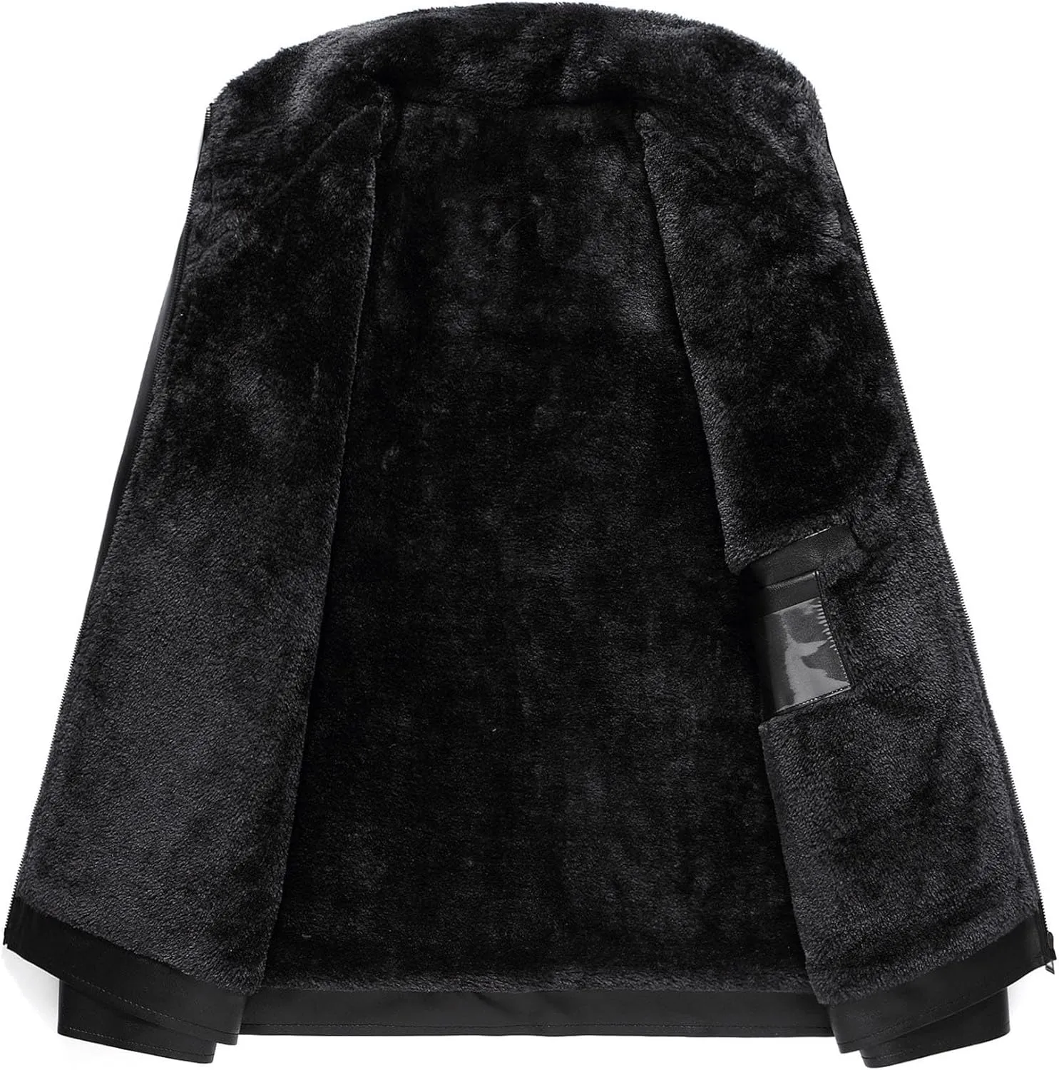 Mens Faux Shearling Leather Jacket Fur Winter Coat Sherpa Lined Leather Jacket Vintage Fluffy Bomber Coat Outwear