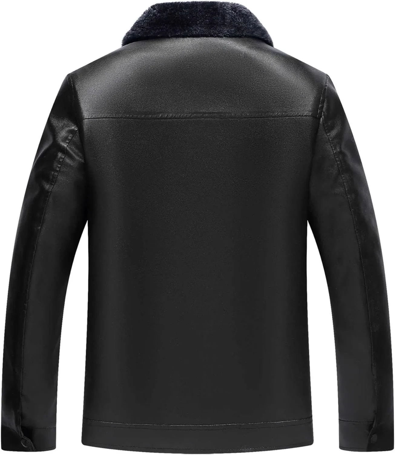 Mens Faux Shearling Leather Jacket Fur Winter Coat Sherpa Lined Leather Jacket Vintage Fluffy Bomber Coat Outwear