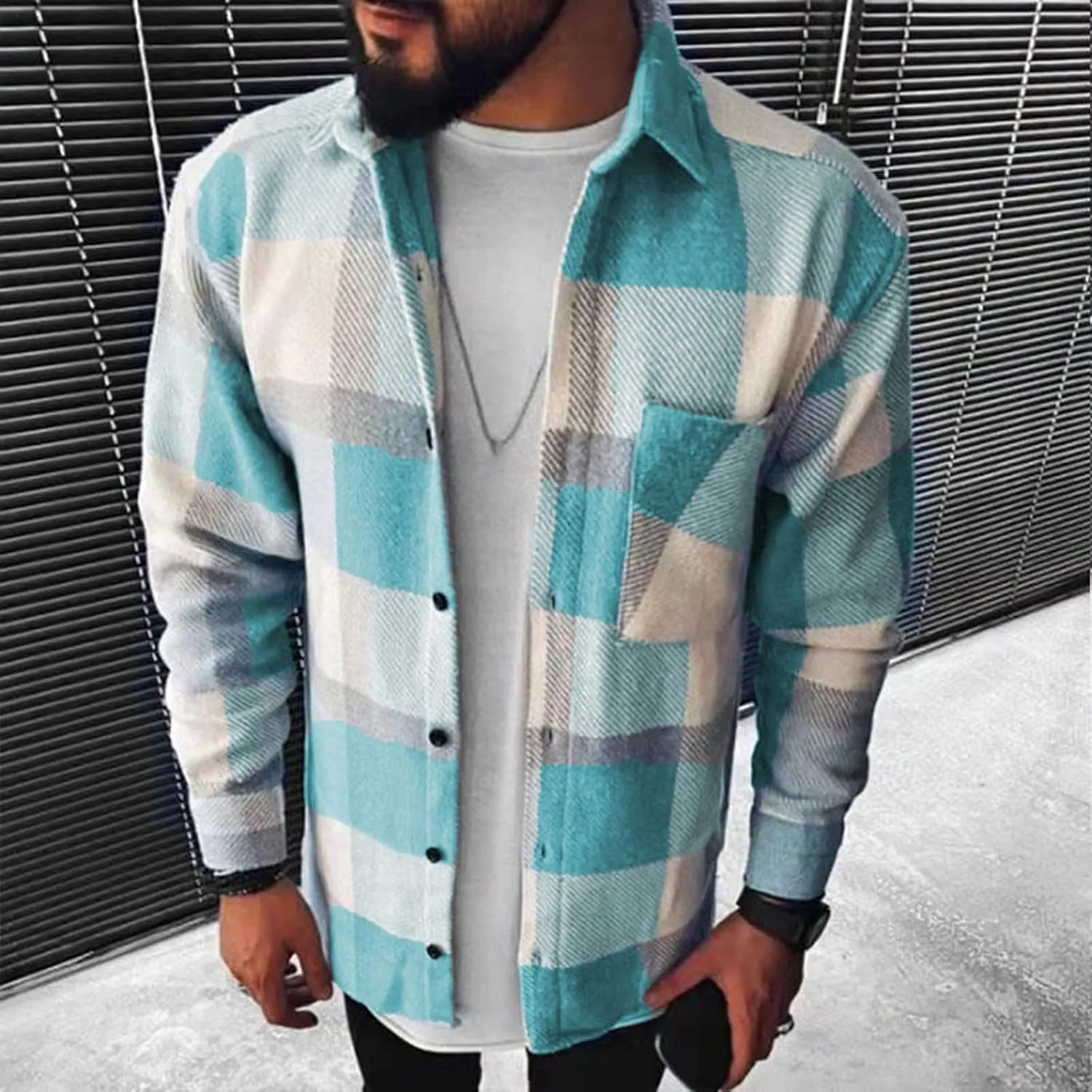 Men's Flannel Shirts, Men's Flannel Shirts Long Sleeve Regular Fit Button Down Fashion Plaid Shirt Jackets for Men