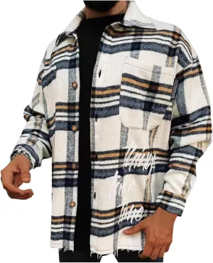 Men's Flannel Shirts, Men's Flannel Shirts Long Sleeve Regular Fit Button Down Fashion Plaid Shirt Jackets for Men