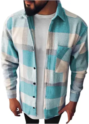 Men's Flannel Shirts, Men's Flannel Shirts Long Sleeve Regular Fit Button Down Fashion Plaid Shirt Jackets for Men