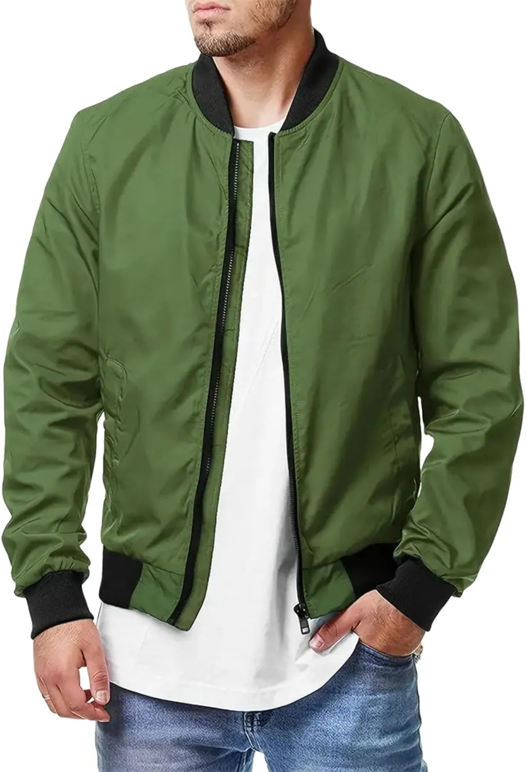 Mens Golf Jacket Lightweight Bomber Jackets Casual Fashion Flight Windbreaker Windproof Zip Up Coats Outwear Plus Size