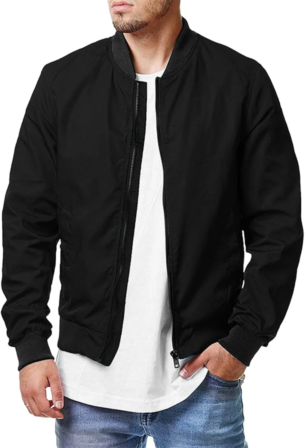 Mens Golf Jacket Lightweight Bomber Jackets Casual Fashion Flight Windbreaker Windproof Zip Up Coats Outwear Plus Size