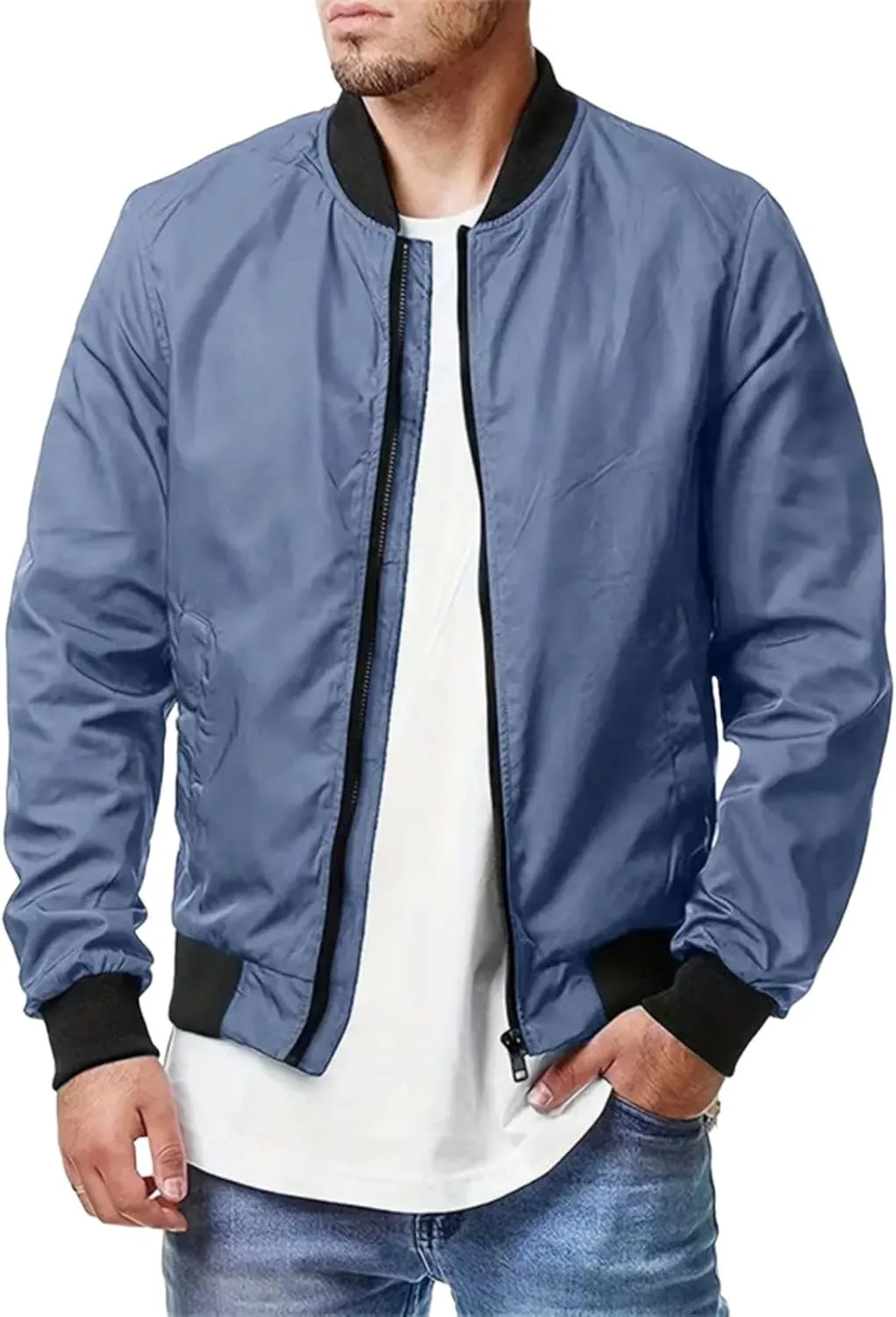 Mens Golf Jacket Lightweight Bomber Jackets Casual Fashion Flight Windbreaker Windproof Zip Up Coats Outwear Plus Size