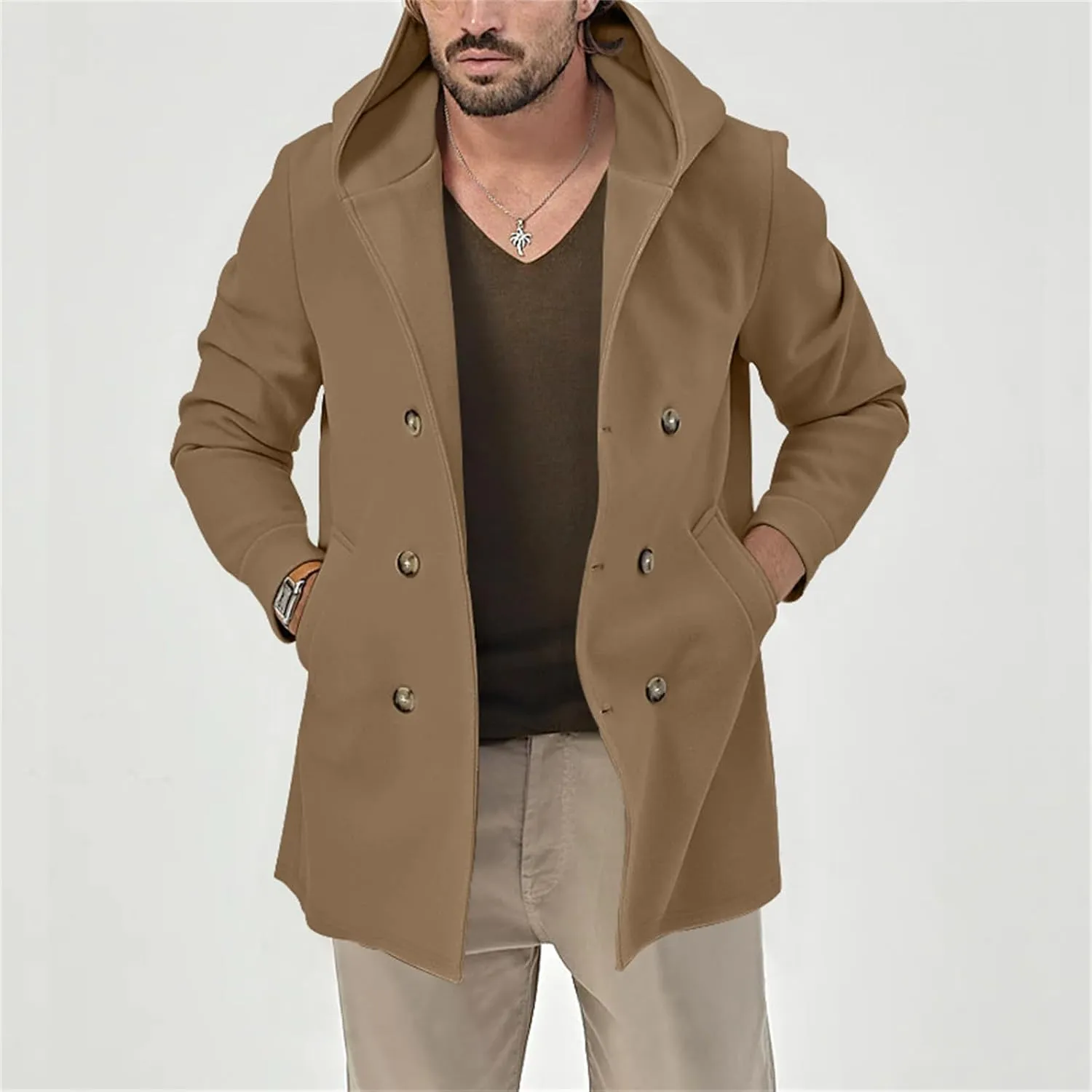 Mens Hoodies Jackets Button down Lapel Loose Coats Casual Space Velvet Overcoats Plain Fashion Jackets with Pockets