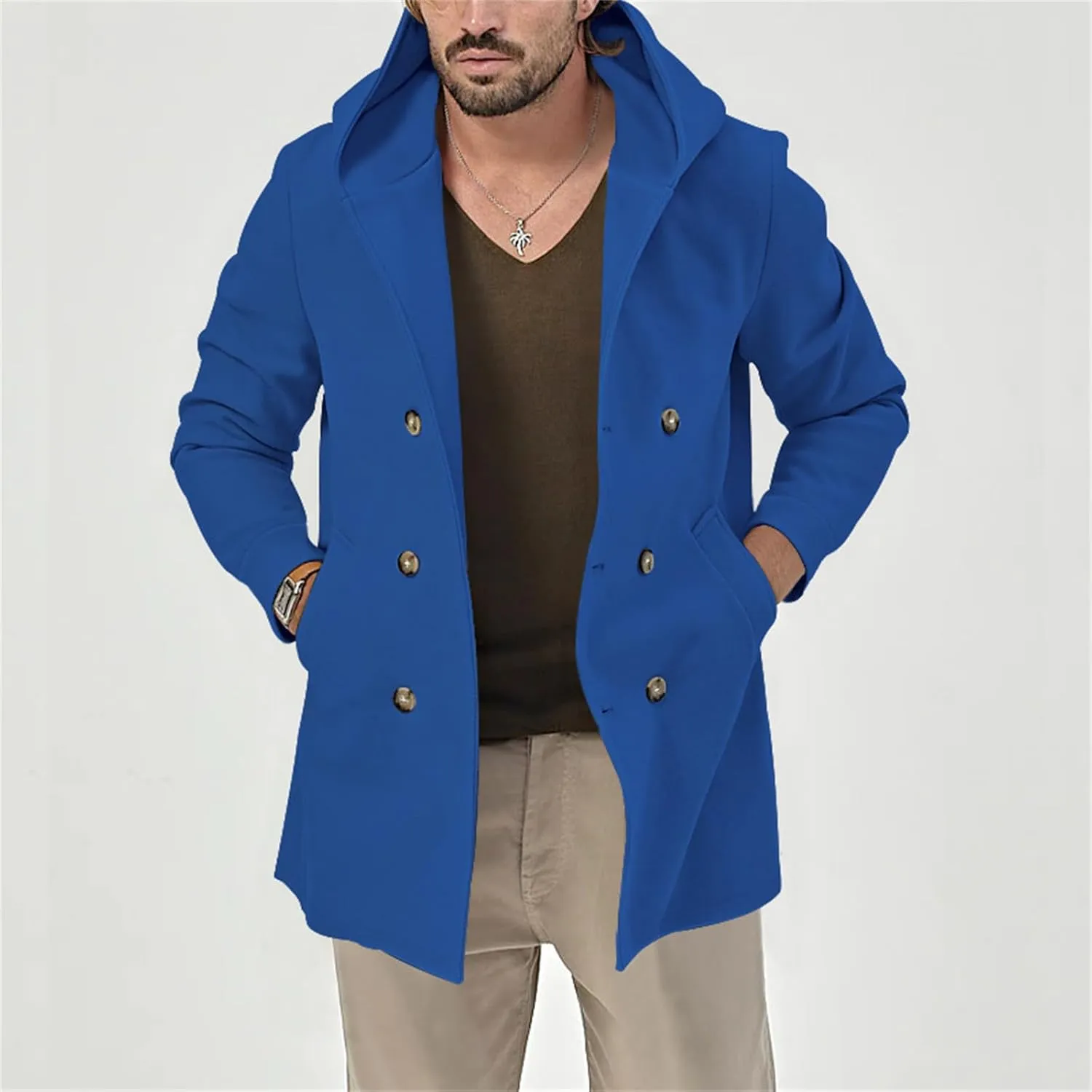 Mens Hoodies Jackets Button down Lapel Loose Coats Casual Space Velvet Overcoats Plain Fashion Jackets with Pockets