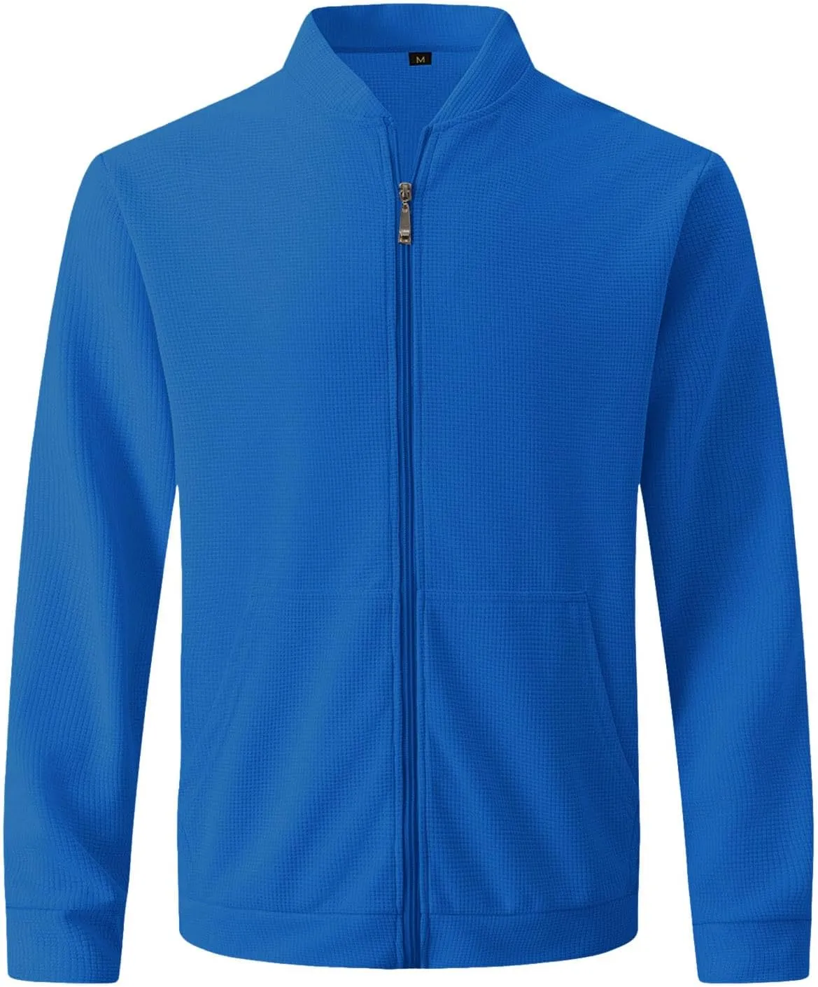 Men's Jacquard Polar Fleece Jacket Lightweight Full Zip Jackets Casual Outdoor Warm Cardigan Sweater Jackets Pockets