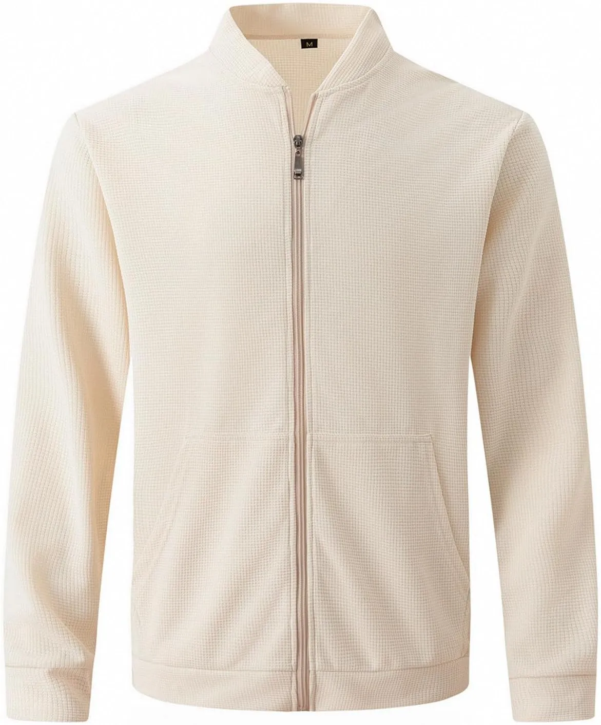Men's Jacquard Polar Fleece Jacket Lightweight Full Zip Jackets Casual Outdoor Warm Cardigan Sweater Jackets Pockets