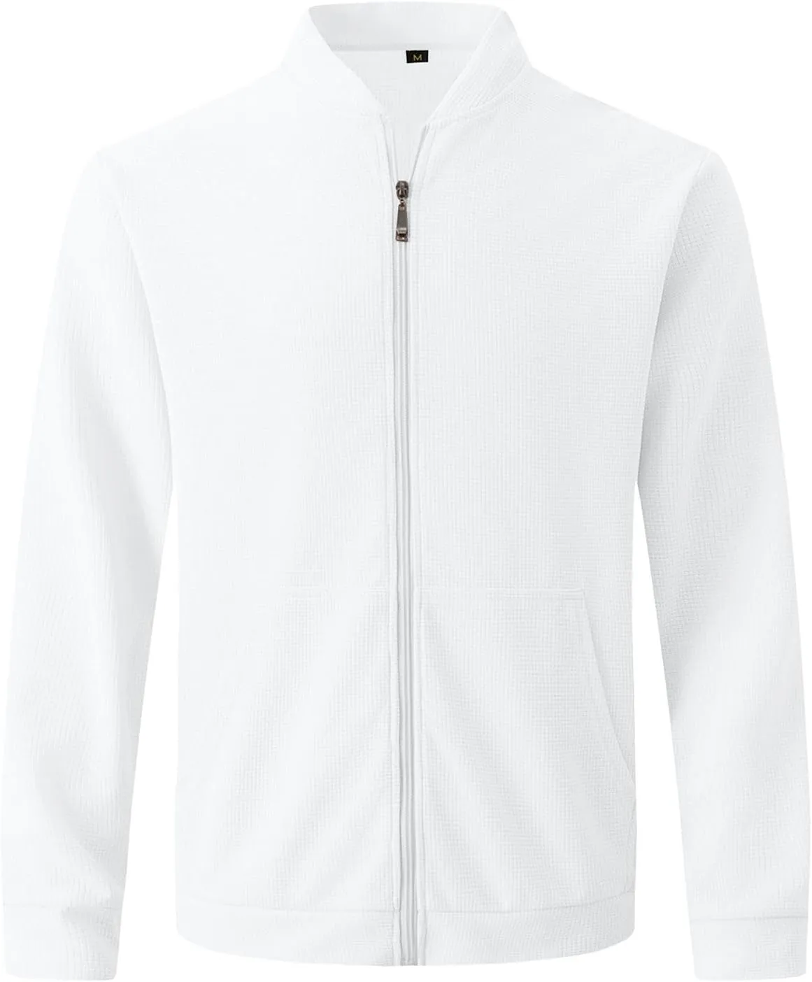 Men's Jacquard Polar Fleece Jacket Lightweight Full Zip Jackets Casual Outdoor Warm Cardigan Sweater Jackets Pockets