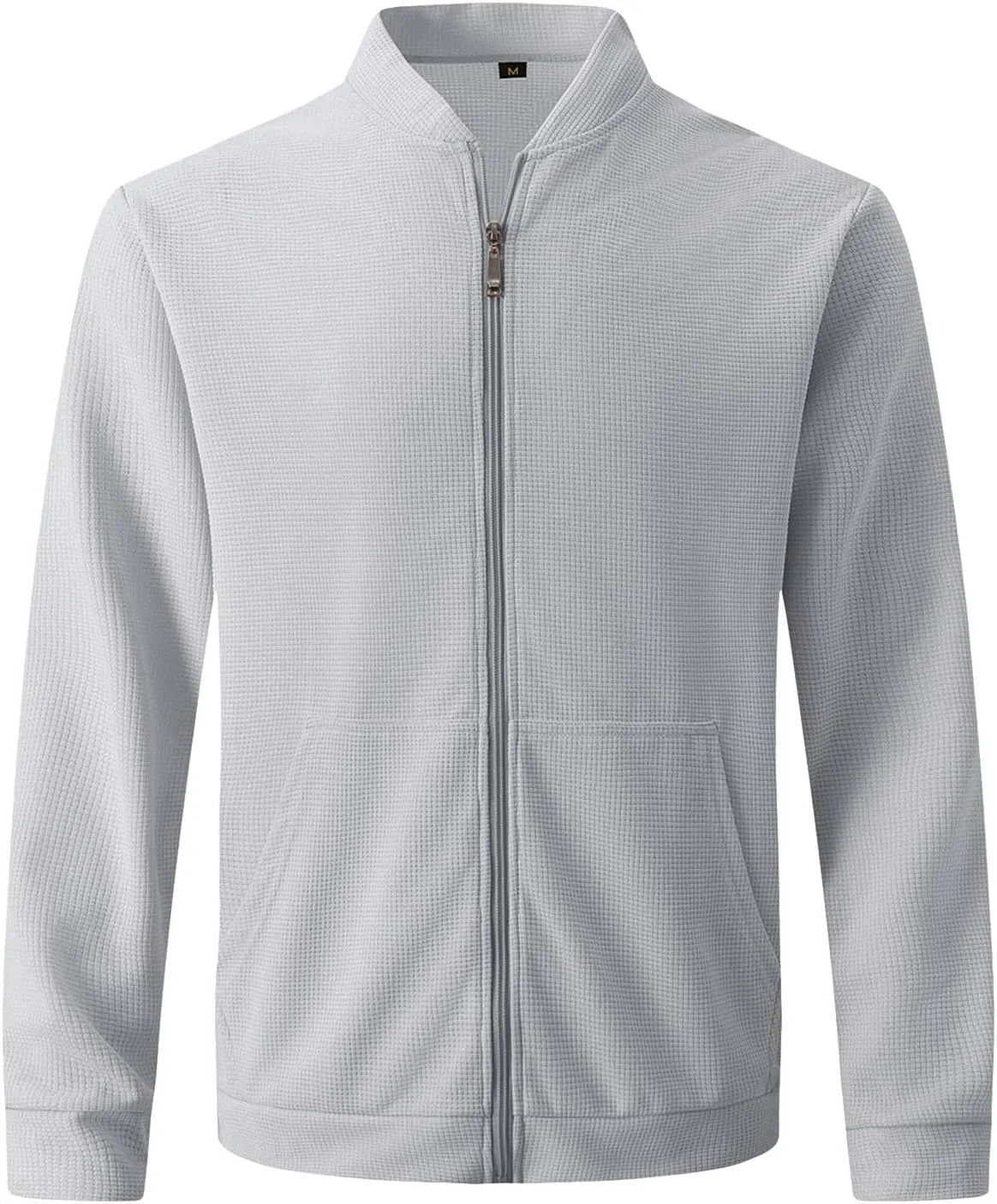 Men's Jacquard Polar Fleece Jacket Lightweight Full Zip Jackets Casual Outdoor Warm Cardigan Sweater Jackets Pockets