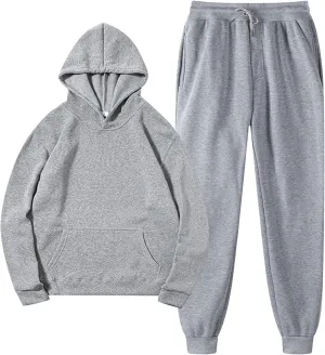 Men's Jogging Tracksuit 2 Piece Outfits Plus Size Casual Athletic Sweatshirt Sweatpants Sets Plain Running Hoodie Set