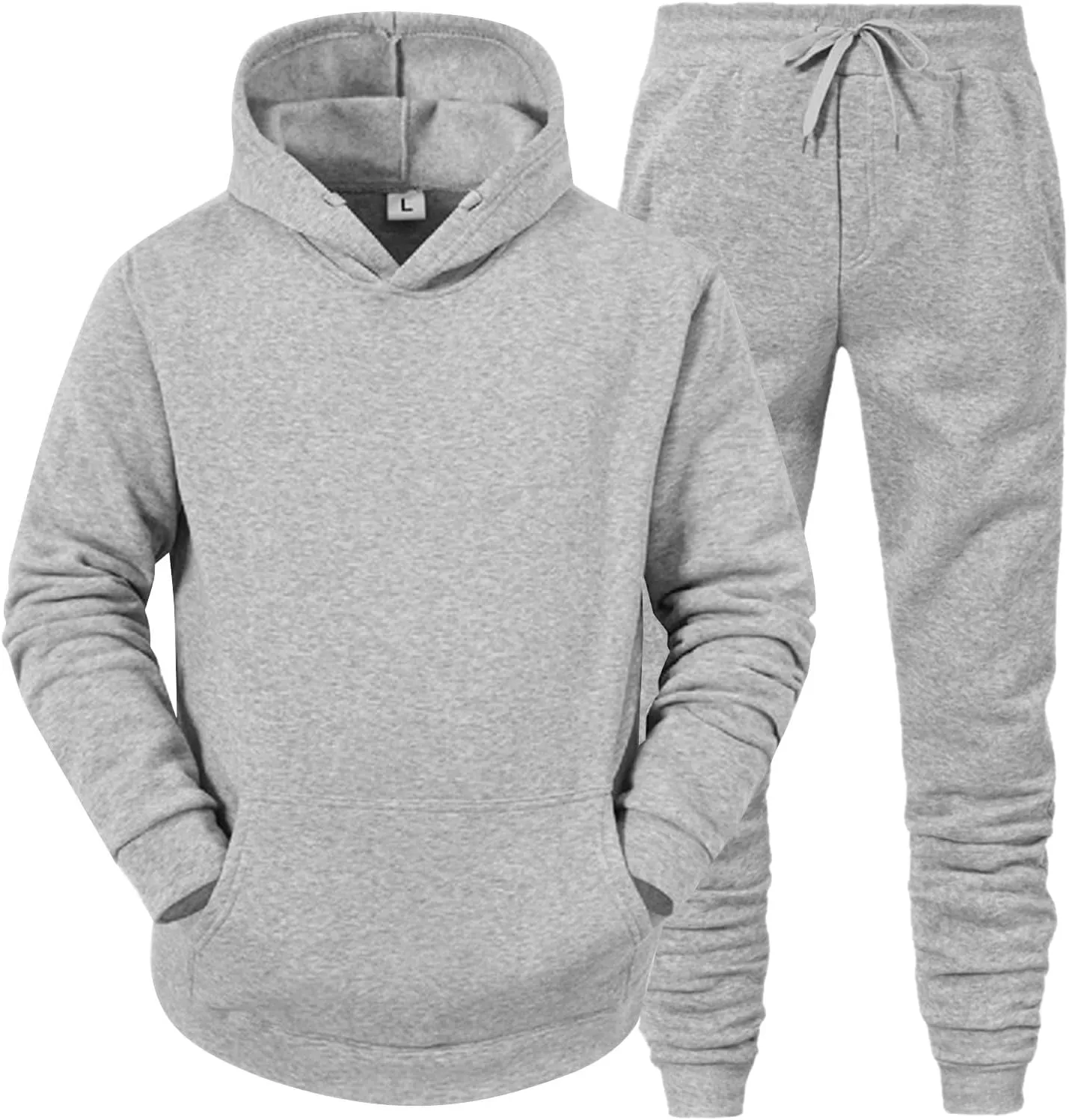 Men's Jogging Tracksuit 2 Piece Outfits Plus Size Casual Athletic Sweatshirt Sweatpants Sets Plain Running Hoodie Set