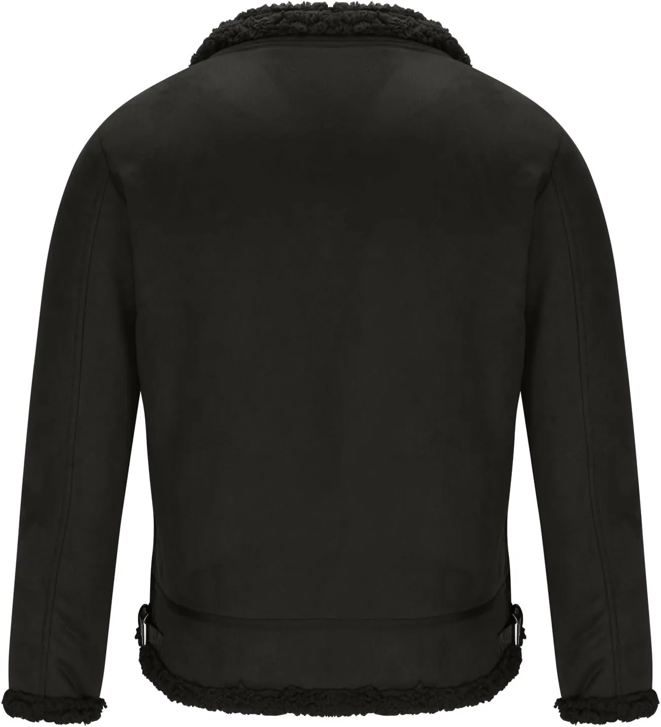 Men's Leather Cotton Cargo Jacket Winter Sherpa Fleece Lined Work Jacket Coats Lapel Collar Motorcycle Classic Jackets