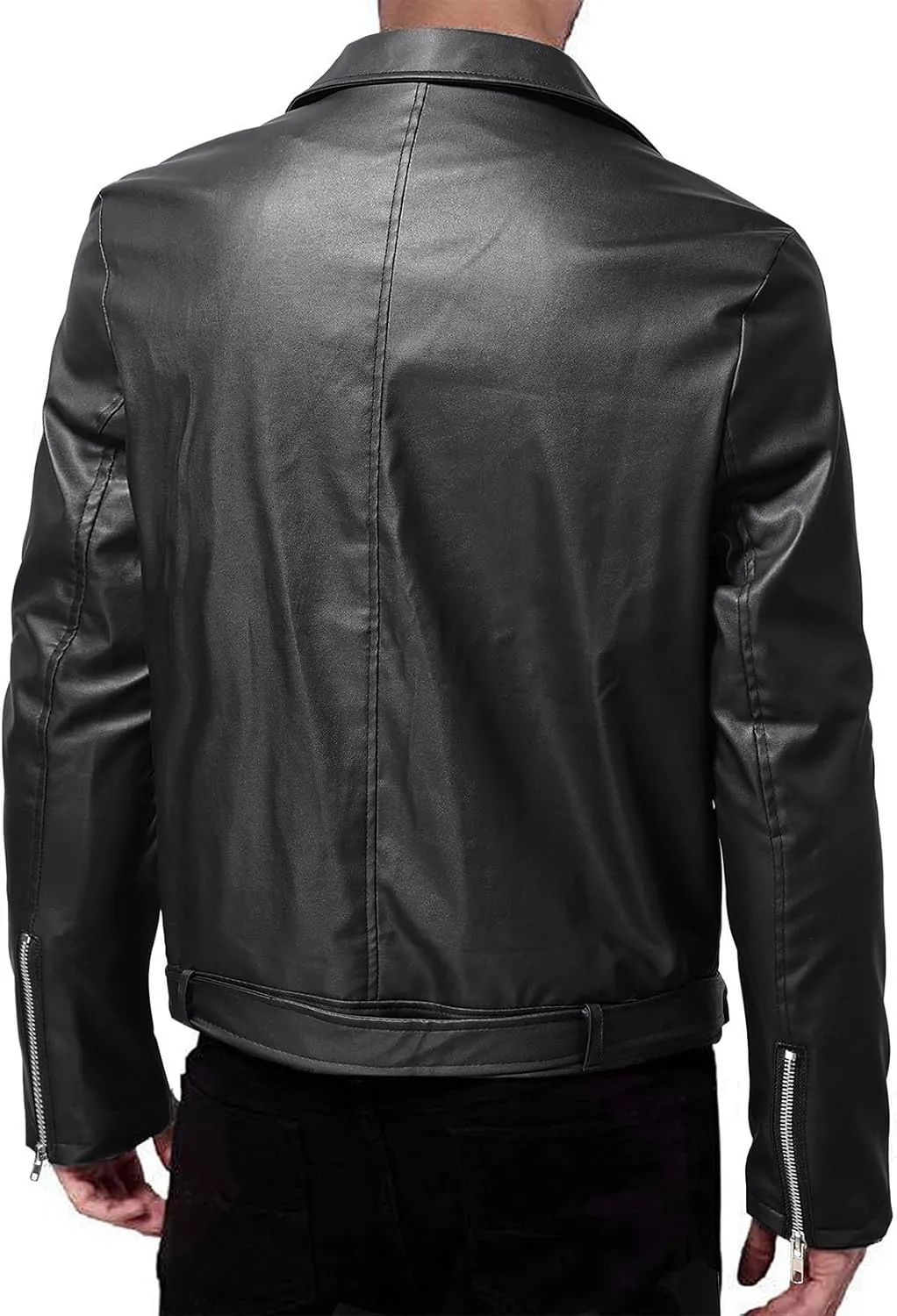 Mens Leather Jacket Black Bomber Jackets Motorcycle Faux Leather Outwear Lightweight Slim Fit Cool Biker Coat