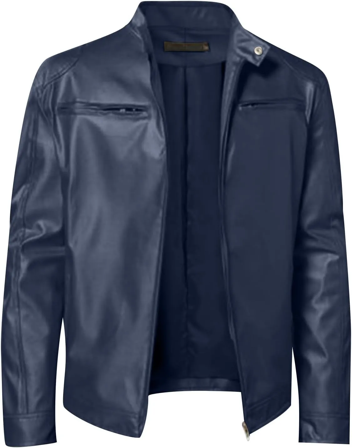 Mens Leather Jacket Black Bomber Jackets Motorcycle Faux Leather Outwear Lightweight Slim Fit Cool Biker Coat