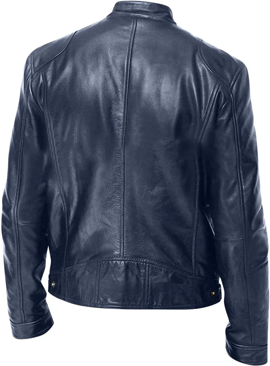 Mens Leather Jacket Black Bomber Jackets Motorcycle Faux Leather Outwear Lightweight Slim Fit Cool Biker Coat