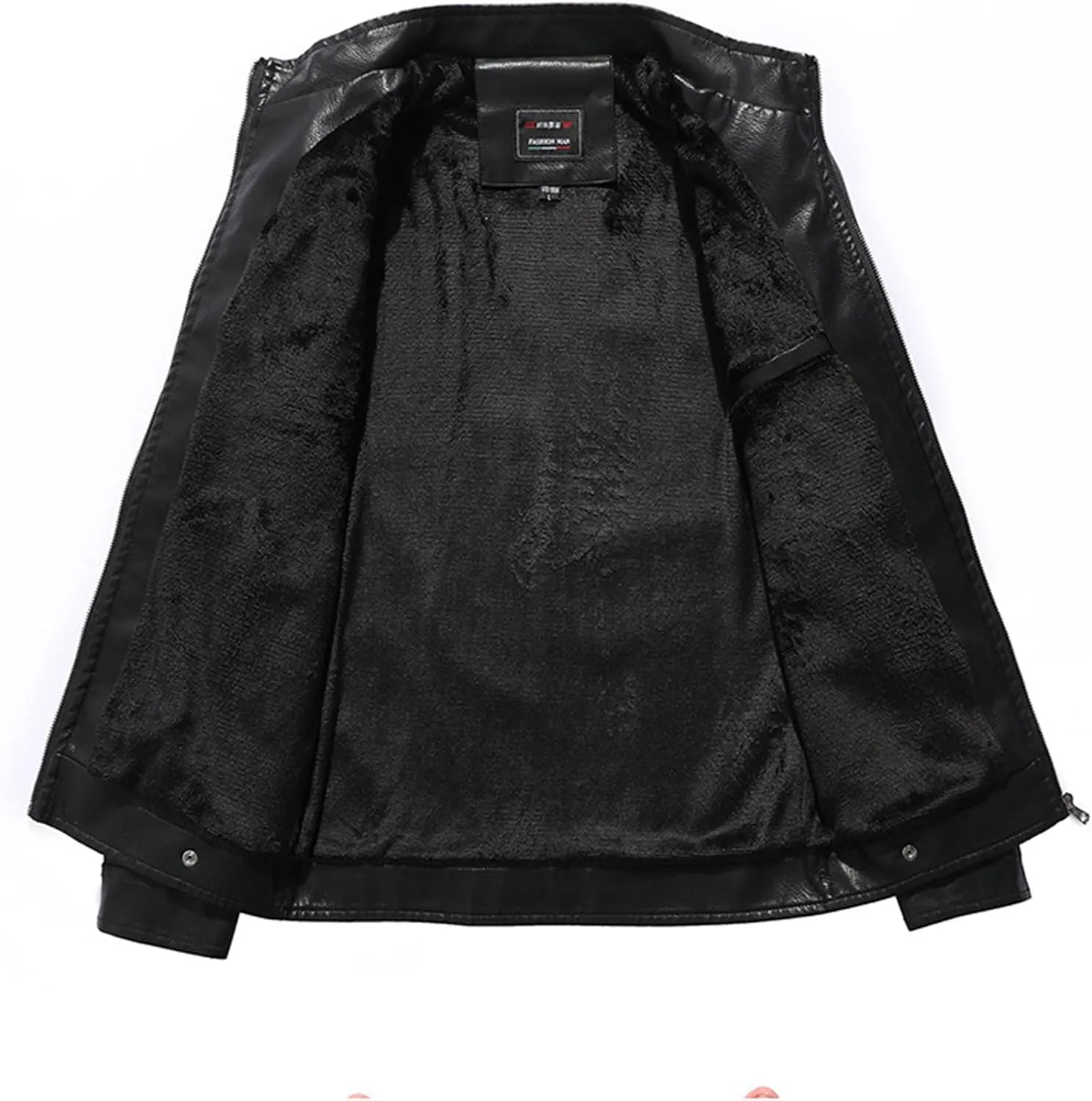 Men's Leather Jacket Fashion Vintage Stand Collar Faux Leather Jacket Zip-Up Slim Fit Motorcycle Biker Coat